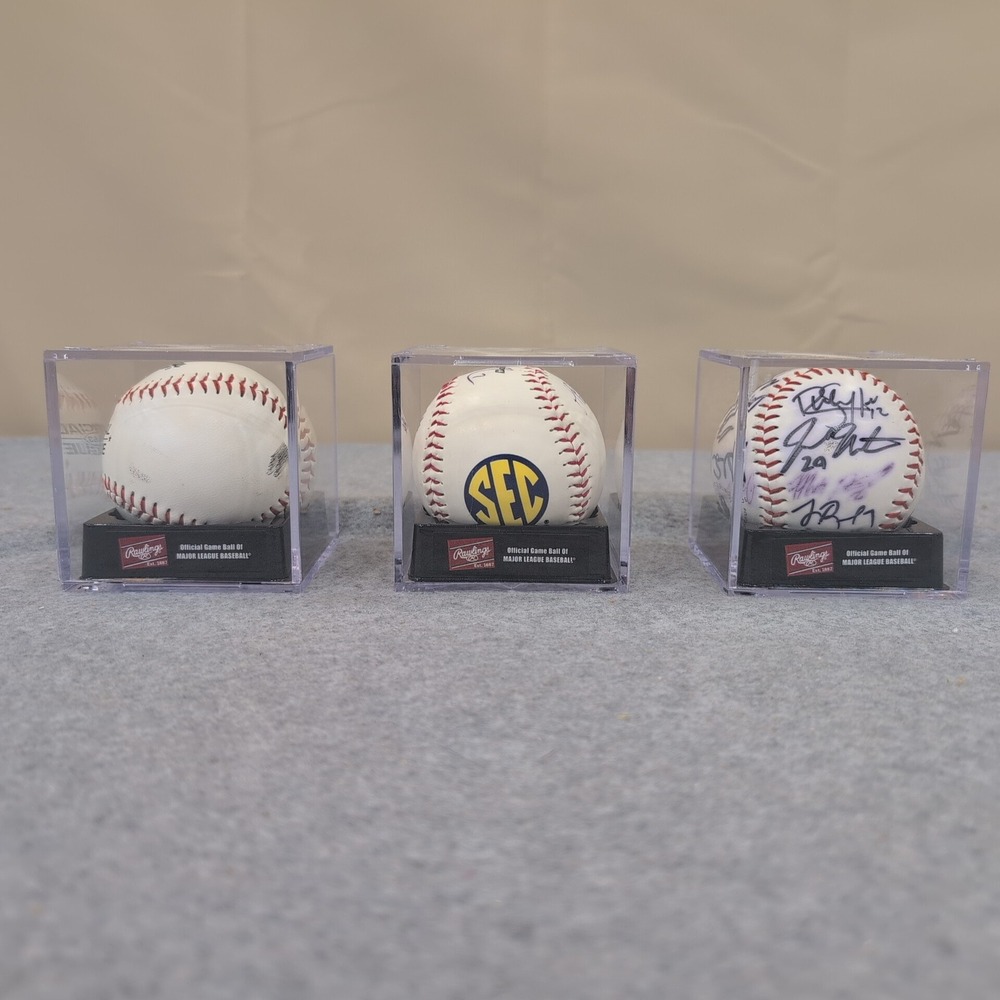 Lot of 3 Autographed Rawlings SEC Major‎ League Baseball Display Cases - Picture 2 of 10